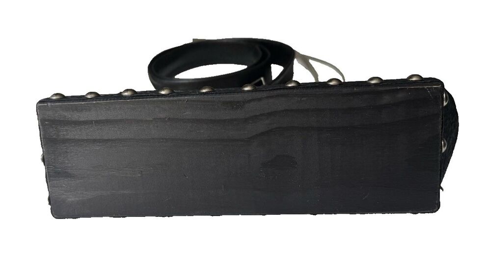 Hardwear by Renee Black White Vegan Leather Studded Tote Bag Handmade in USA - Picture 4 of 10
